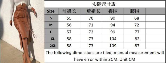 Cross-border foreign trade European and American leather skirt Amazon women's clothing hot sale split slim mid-length hip half PU skirt generation hair