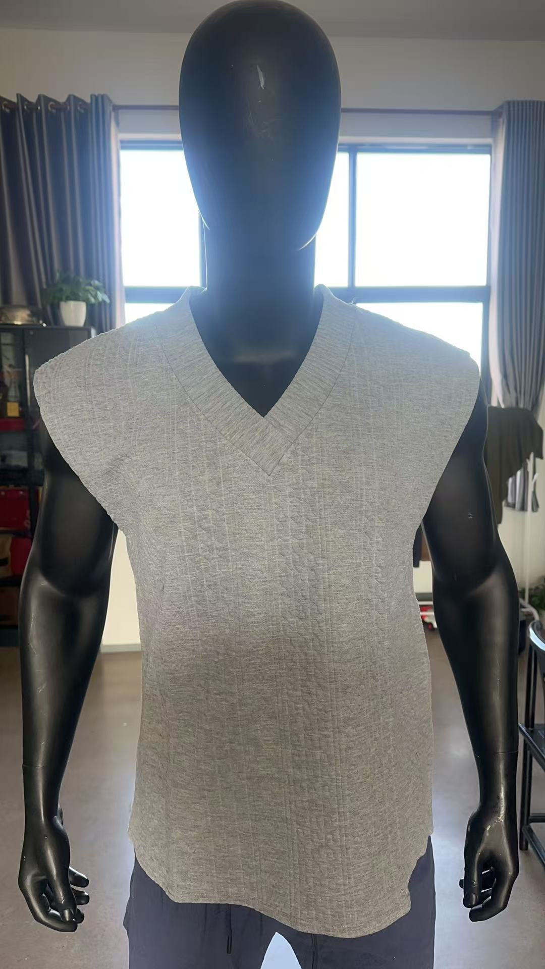 Independent Station Cross-border New plus size European and American Men's Casual V-neck Loose Jacquard Knit Sleeveless Vest Top
