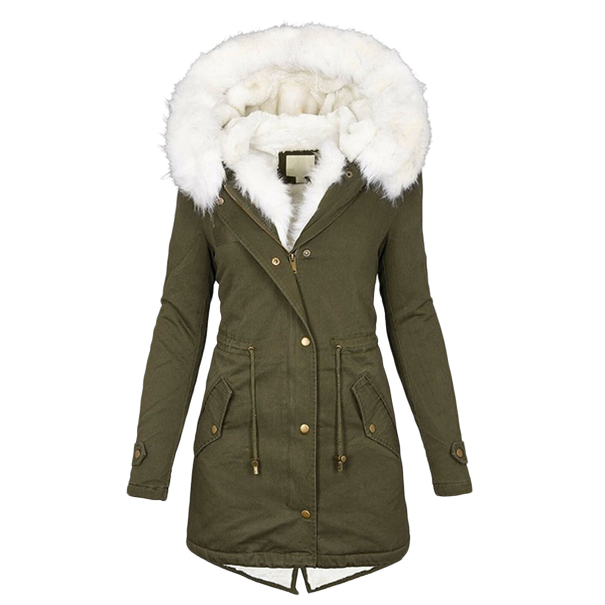 Autumn and Winter Hot Selling Export New Large Size Cotton Outwear Hooded Fur Collar Waist Thickeneded Mid-Length Women's Cotton Outwear