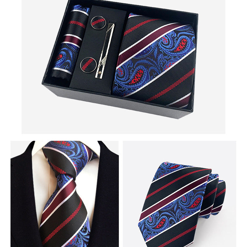 Factory Wholesale Men's Tie Business Dress Wedding Photo Suit Accessories Tie Cufflinks Square Tie Gift Box