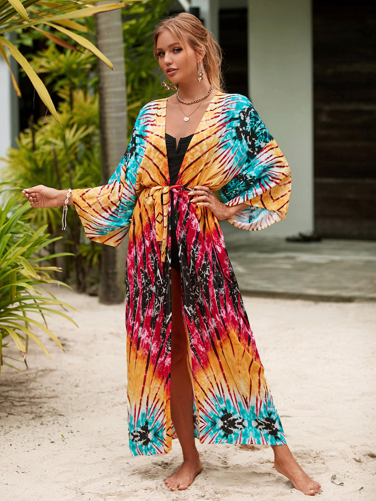 2023 New European and American Cotton Print Beach Jacket Sexy Sun Protection Cardigan Holiday Bikini Overshirt Women