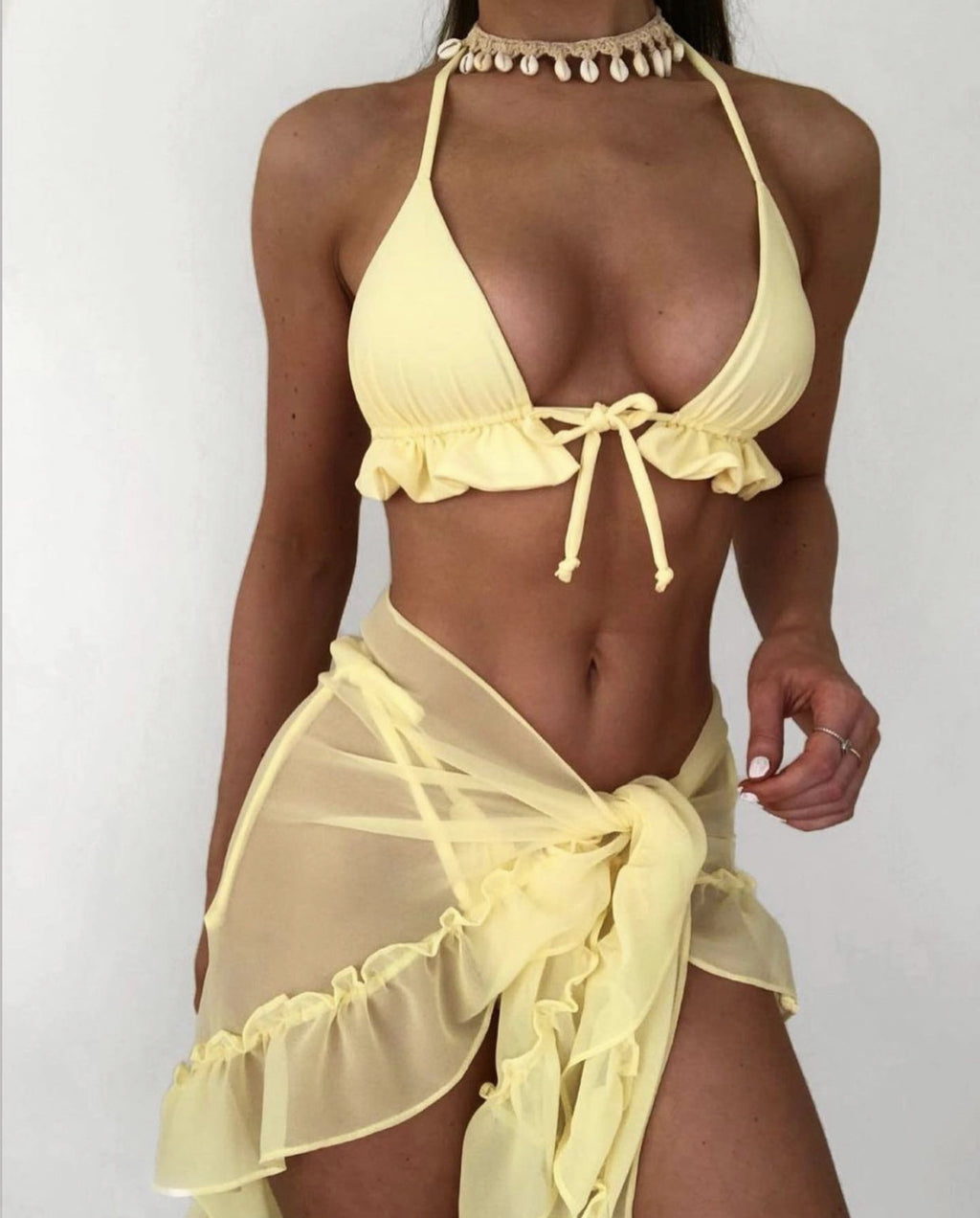 2025 European and American New Mesh Skirt Pleated Swimsuit Bikini Bikini Cross-Border Aliexpress