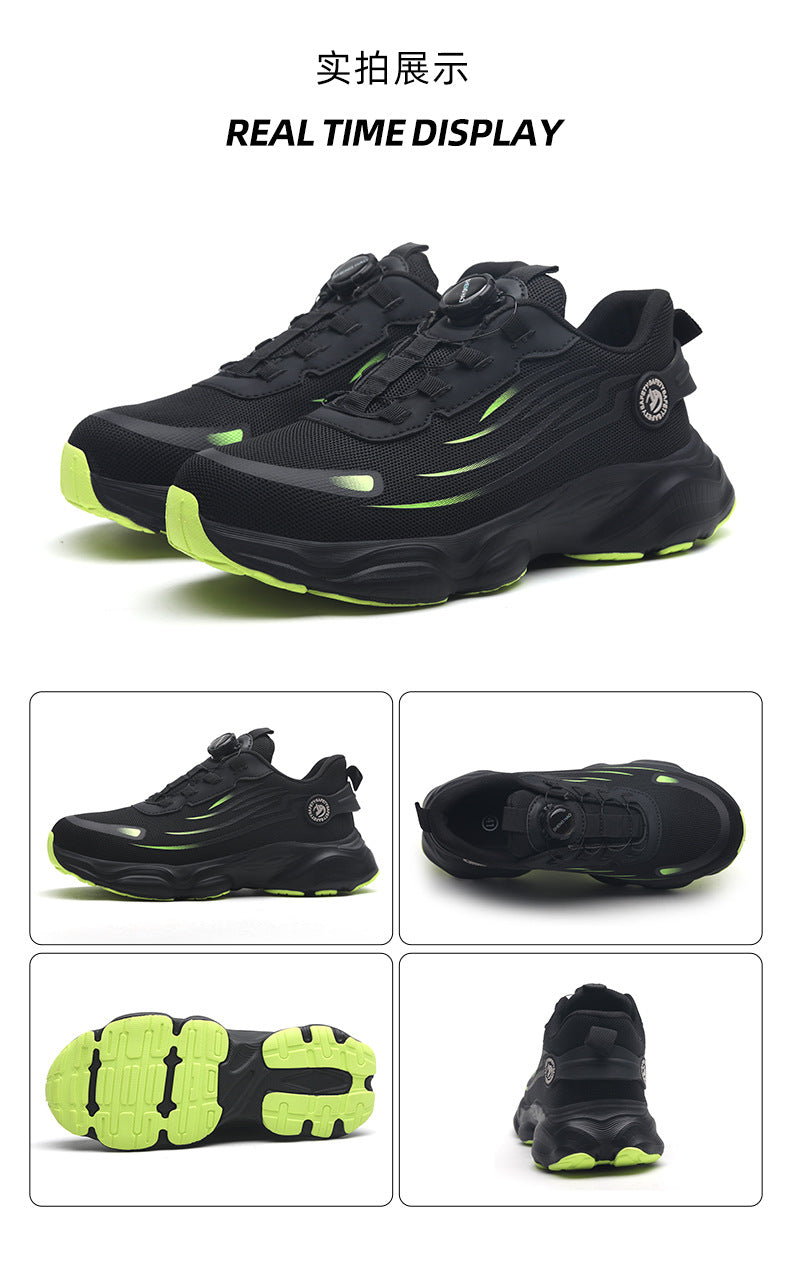 Steel Toe Button-Up Shoes Wholesale, Men's Safety Shoes, Anti-Smash, Anti-Puncture, Lightweight, Non-Slip, Wear-Resistant, Safety Work Site Fly-Knit Shoes