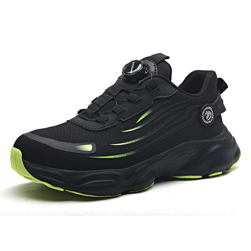 Steel Toe Button-Up Shoes Wholesale, Men's Safety Shoes, Anti-Smash, Anti-Puncture, Lightweight, Non-Slip, Wear-Resistant, Safety Work Site Fly-Knit Shoes