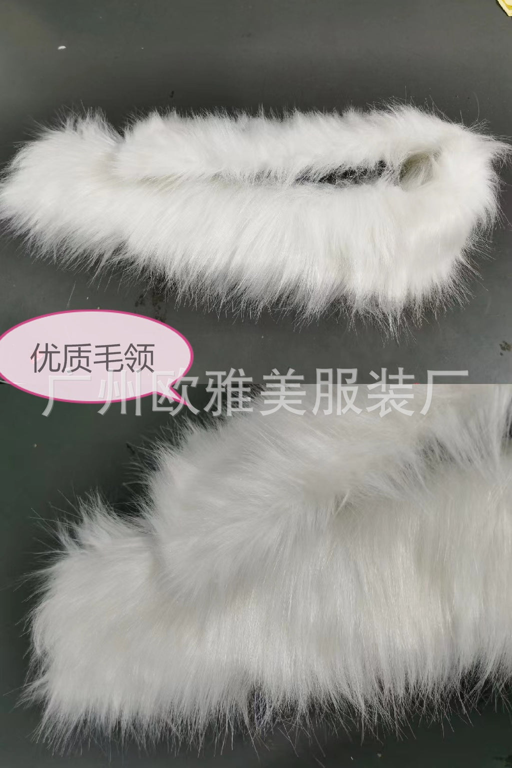Autumn and Winter Hot Selling Export New Large Size Cotton Outwear Hooded Fur Collar Waist Thickeneded Mid-Length Women's Cotton Outwear