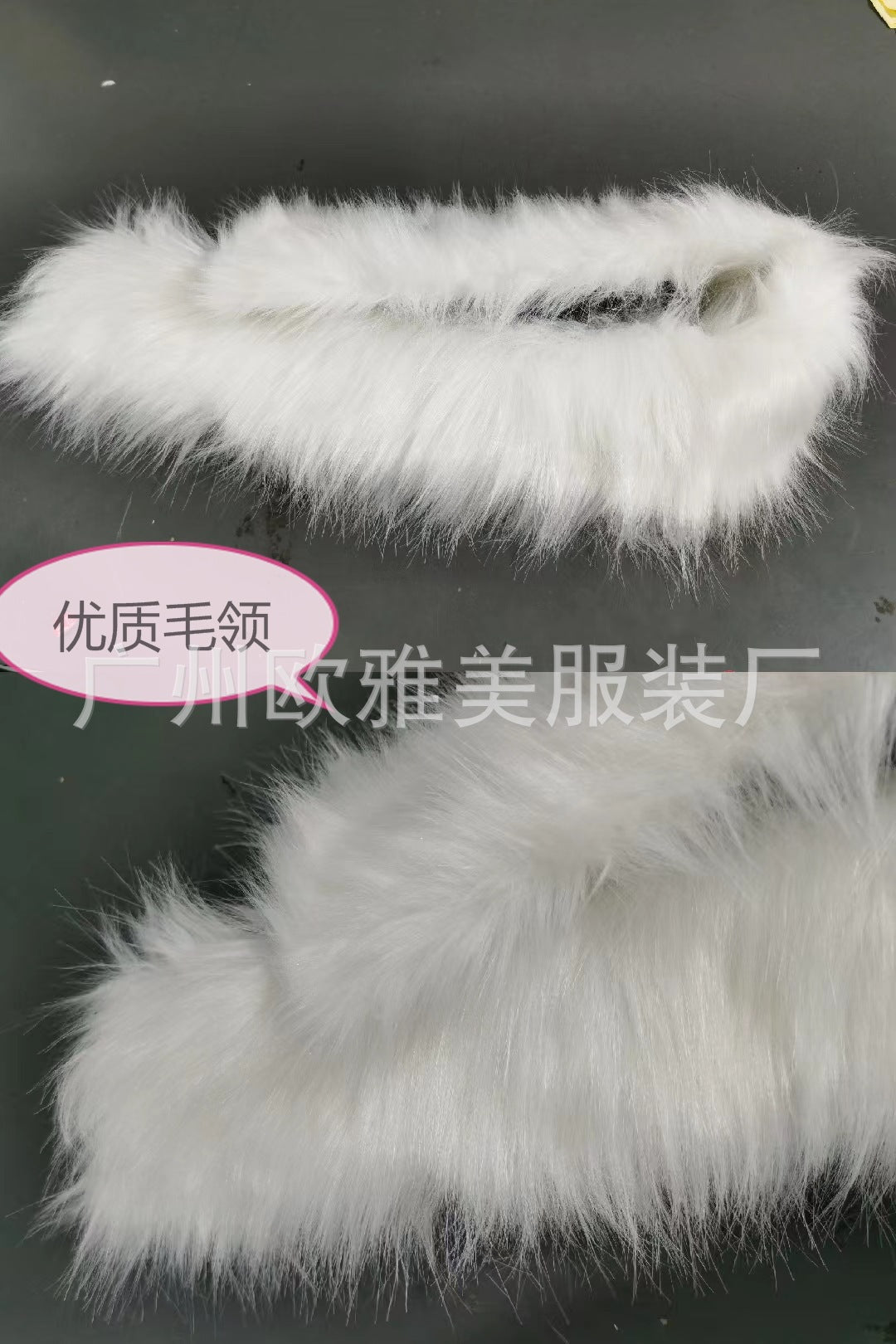 Autumn and Winter Hot Selling Export New Large Size Cotton Outwear Hooded Fur Collar Waist Thickeneded Mid-Length Women's Cotton Outwear