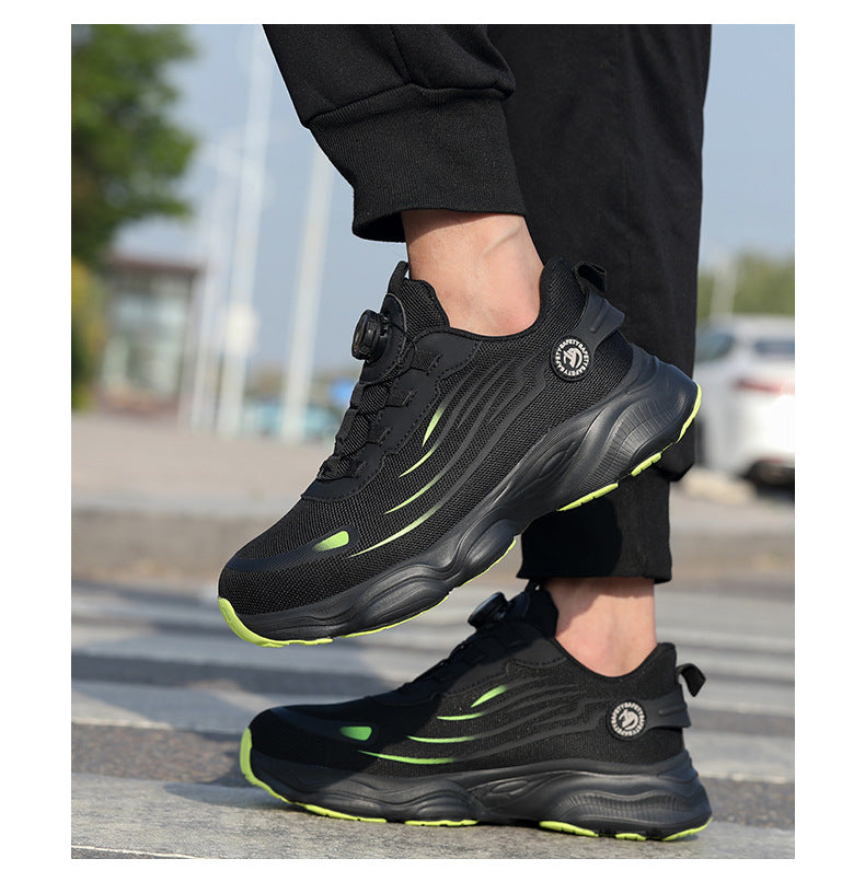 Steel Toe Button-Up Shoes Wholesale, Men's Safety Shoes, Anti-Smash, Anti-Puncture, Lightweight, Non-Slip, Wear-Resistant, Safety Work Site Fly-Knit Shoes