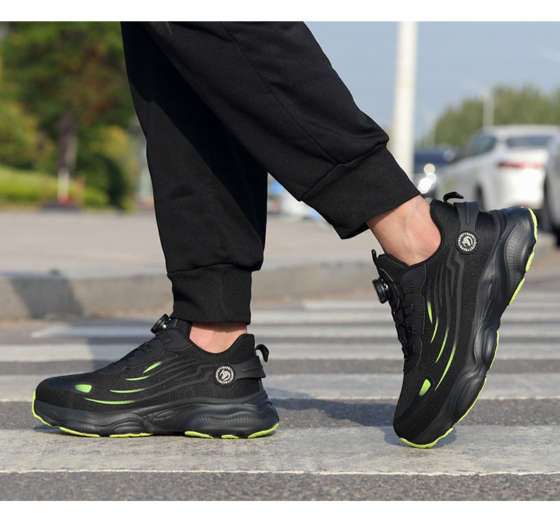 Steel Toe Button-Up Shoes Wholesale, Men's Safety Shoes, Anti-Smash, Anti-Puncture, Lightweight, Non-Slip, Wear-Resistant, Safety Work Site Fly-Knit Shoes