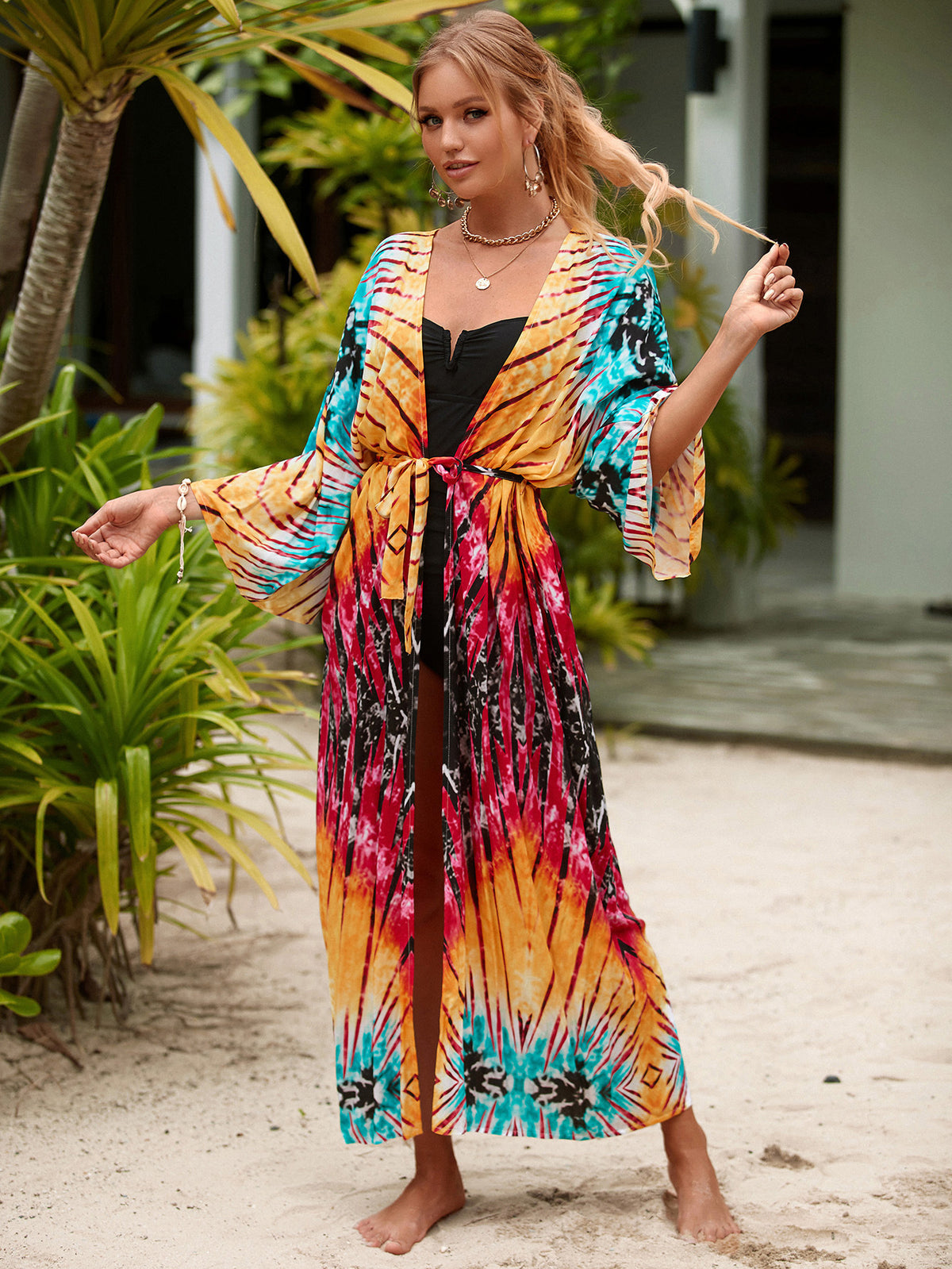 2023 New European and American Cotton Print Beach Jacket Sexy Sun Protection Cardigan Holiday Bikini Overshirt Women