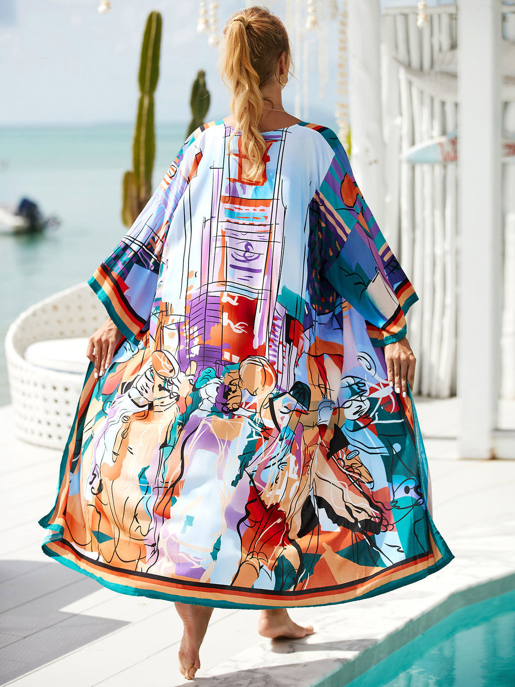 2023 New European and American Cotton Print Beach Jacket Sexy Sun Protection Cardigan Holiday Bikini Overshirt Women