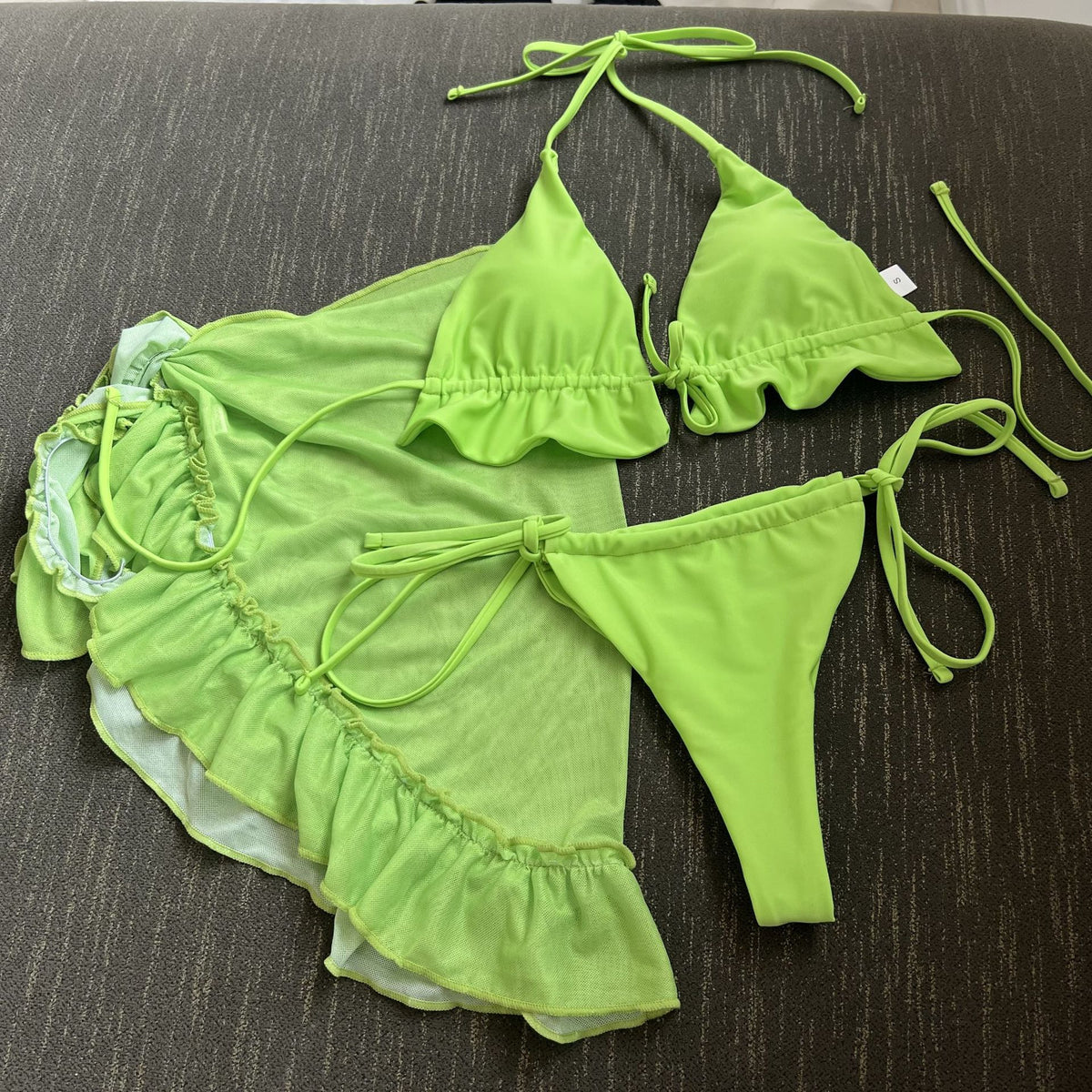 2025 European and American New Mesh Skirt Pleated Swimsuit Bikini Bikini Cross-Border Aliexpress