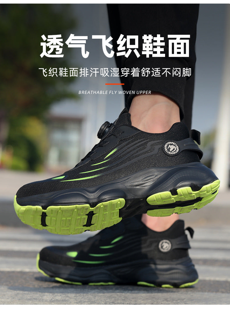 Steel Toe Button-Up Shoes Wholesale, Men's Safety Shoes, Anti-Smash, Anti-Puncture, Lightweight, Non-Slip, Wear-Resistant, Safety Work Site Fly-Knit Shoes