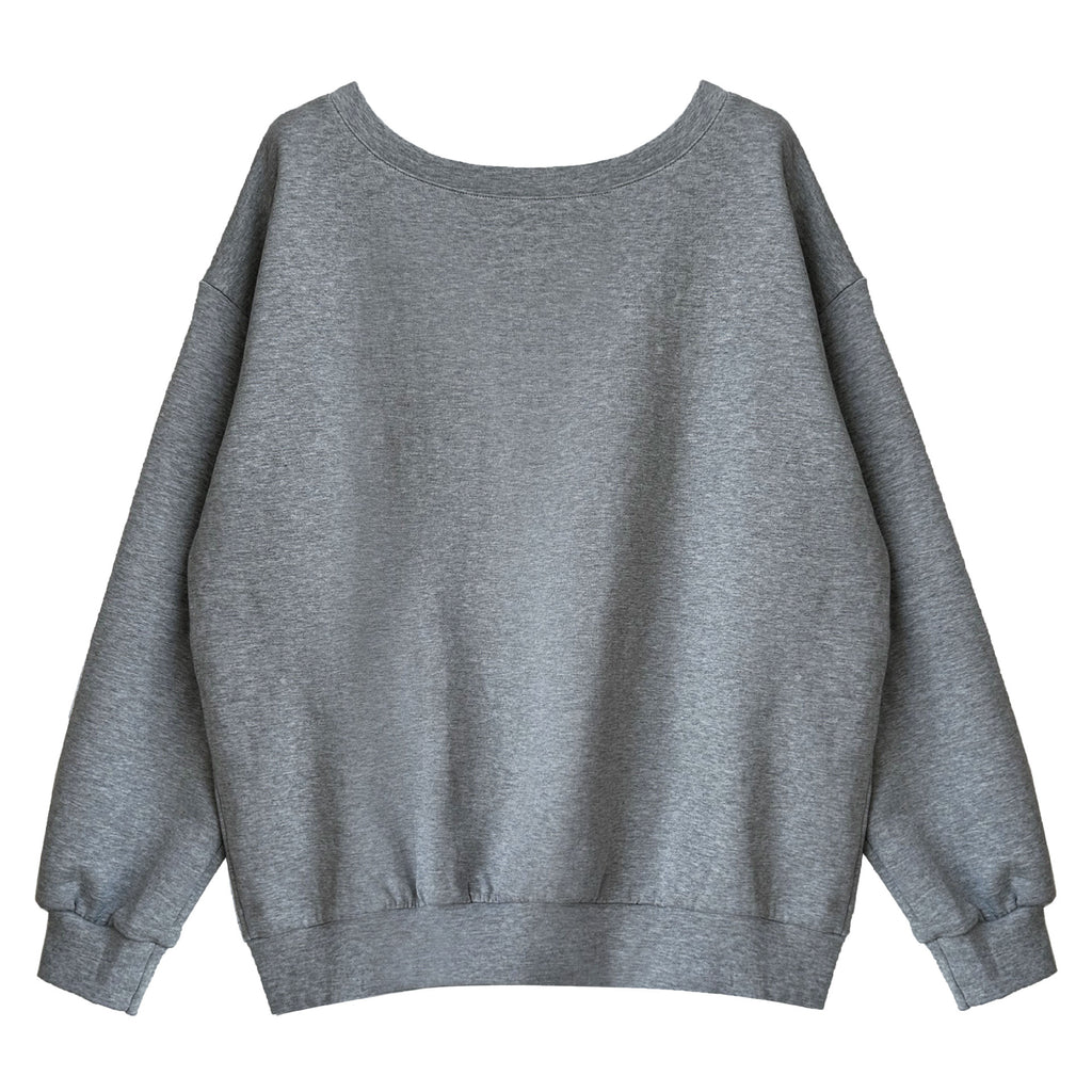 Luxi Relaxed Shoulder Sweatshirt Women's 2025 Autumn New Loose Lazy Style One-Neck Off-Shoulder Top 2809