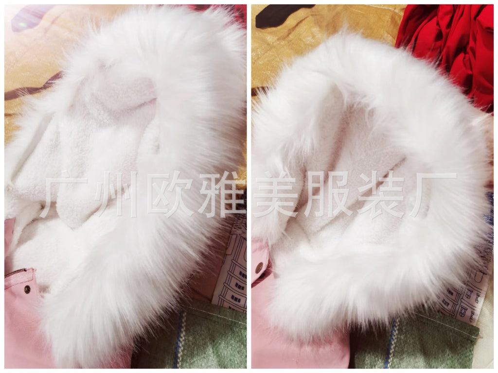Autumn and Winter Hot Selling Export New Large Size Cotton Outwear Hooded Fur Collar Waist Thickeneded Mid-Length Women's Cotton Outwear