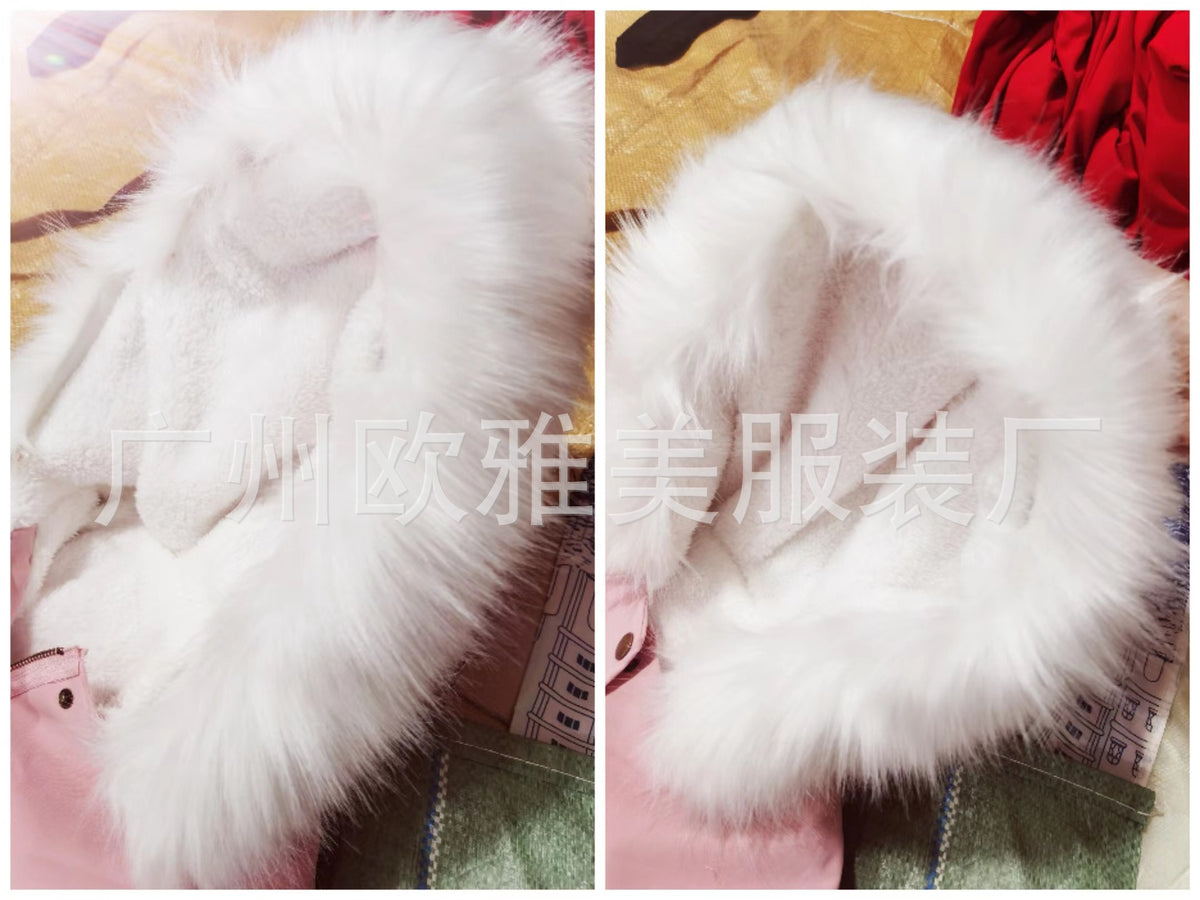 Autumn and Winter Hot Selling Export New Large Size Cotton Outwear Hooded Fur Collar Waist Thickeneded Mid-Length Women's Cotton Outwear