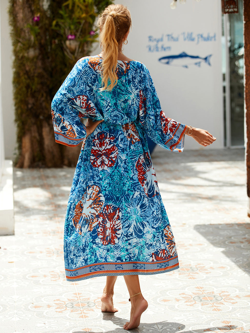 2023 New European and American Cotton Print Beach Jacket Sexy Sun Protection Cardigan Holiday Bikini Overshirt Women