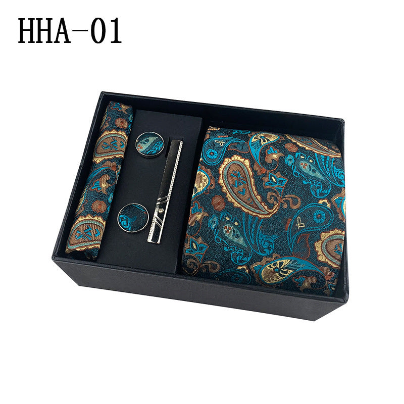 Factory Wholesale Men's Tie Business Dress Wedding Photo Suit Accessories Tie Cufflinks Square Tie Gift Box