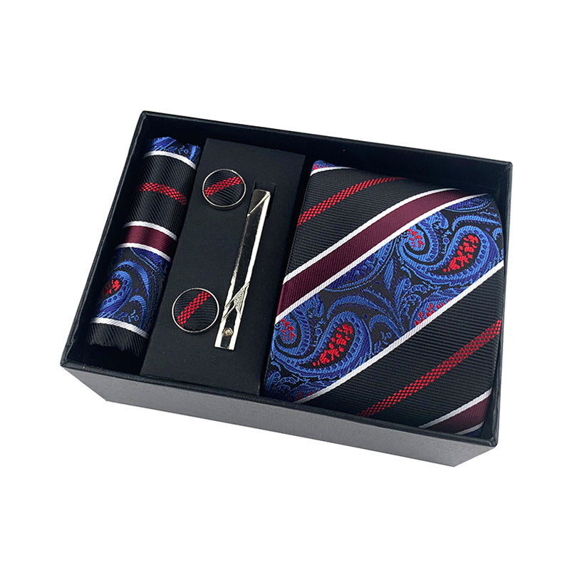 Factory Wholesale Men's Tie Business Dress Wedding Photo Suit Accessories Tie Cufflinks Square Tie Gift Box