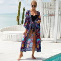 2023 New European and American Cotton Print Beach Jacket Sexy Sun Protection Cardigan Holiday Bikini Overshirt Women